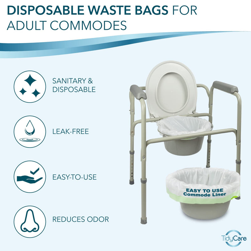 TidyCare Commode Liners for Bedside Portable Toilet Chair Bucket | Value Pack of 48 Disposable Waste Bags for Adults | Universal Fit 1 - NewNest Australia