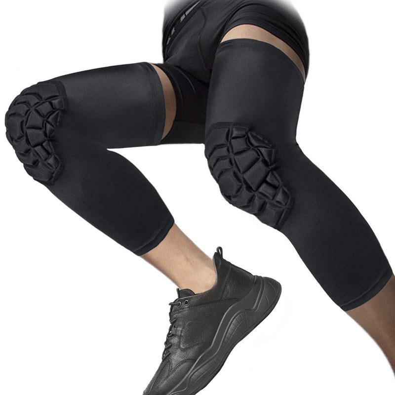 Knee Pads Compression Leg Sleeve Knee Sleeve for All Sports Wrestling Protector Gear, Youth & Adult Sizes, 1 Pair of Knee Paded Black_2 Pack Large - NewNest Australia