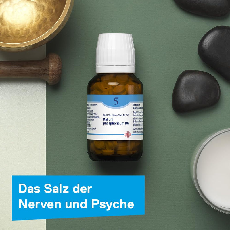 DHU Schüßler Salt No. 5 Kalium phosphoricum D6 - The mineral salt for the nerves and psyche - the original - environmentally friendly in a medicine jar, 200 tablets - NewNest Australia