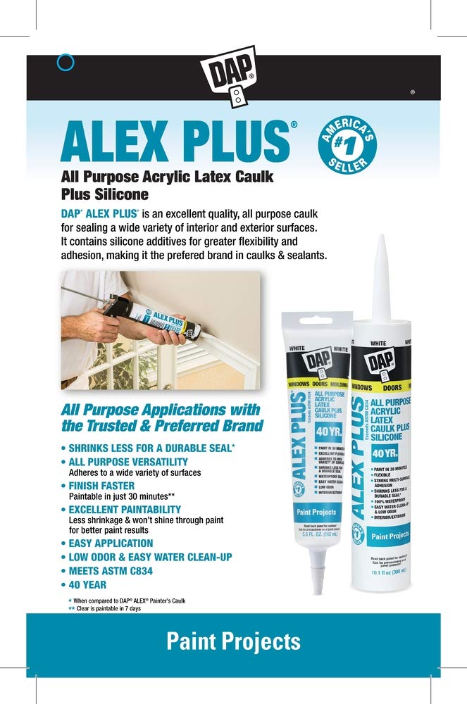 DAP INC 18152 10.1oz White Alex Plus Acrylic Latex Caulk with Silicone 10.1 FL OZ - NewNest Australia