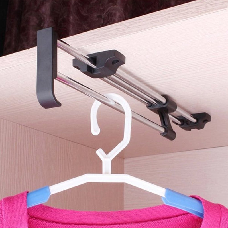 NewNest Australia - ZJchao Heavy Duty Retractable Closet Pull Out Rod Wardrobe Clothes Hanger Rail Towel Ideal for Closet Organizer Polished Chrome (30cm/ 11.8 Inches) 30cm/ 11.8 Inches 