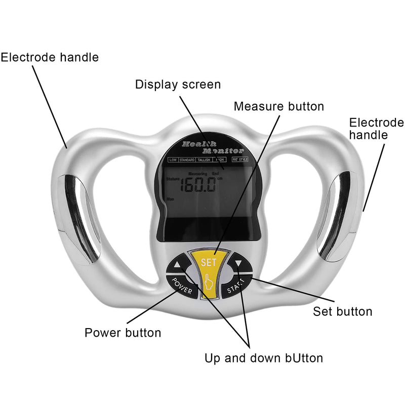 Handheld Body Fat Analyzer, Body Composition Monitor, Portable Body Fat Tester BMI Meter Fat Analyzer Body Fat Loss Monitor Measure Device for Fitness Bodybuilding Muscle Gain - NewNest Australia