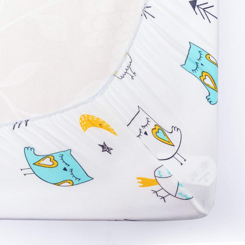 Stretchy-Pack-n-Play-Playard-Sheets-Brolex 2 Pack Portable Mini Crib Sheets,Convertible Playard Mattress Cover for Baby Boys Gilrs,Ultra Soft Jersey Knit,Arrow & Owl Arrow & Owl - NewNest Australia