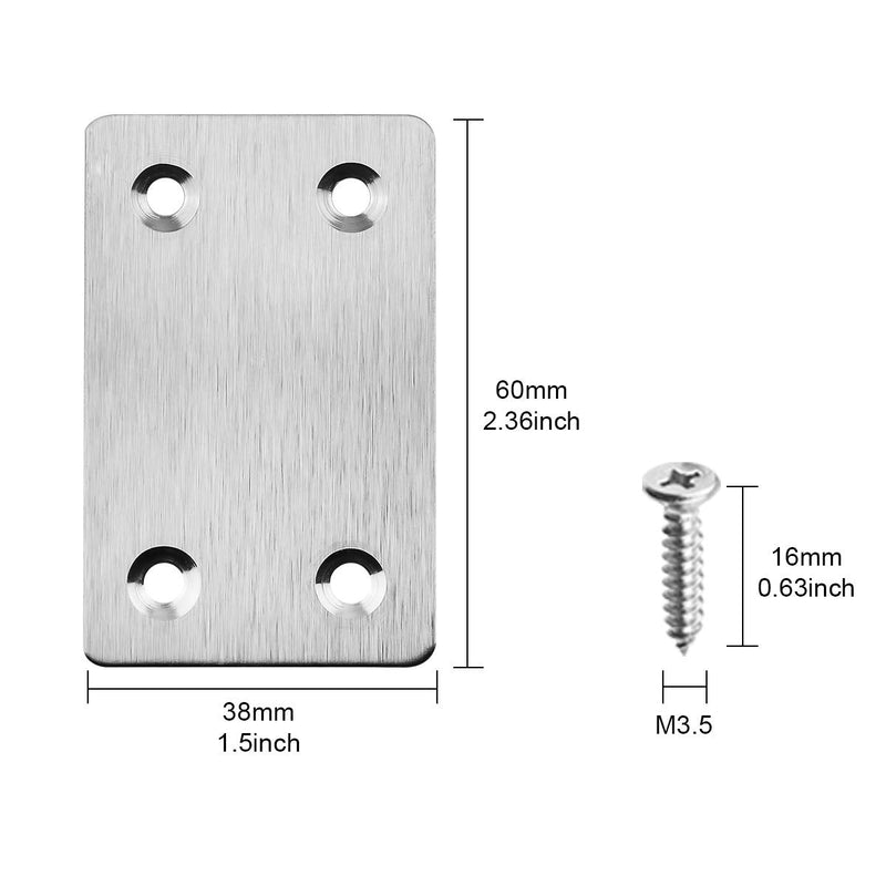 TOPPROS Pack of 20 Flat Metal Straight Brace Bracket 0.06inch Thickness Metal Flat Straight Mending Plates Fixing Corner Brace,2.4inch x 1.5 inch - NewNest Australia