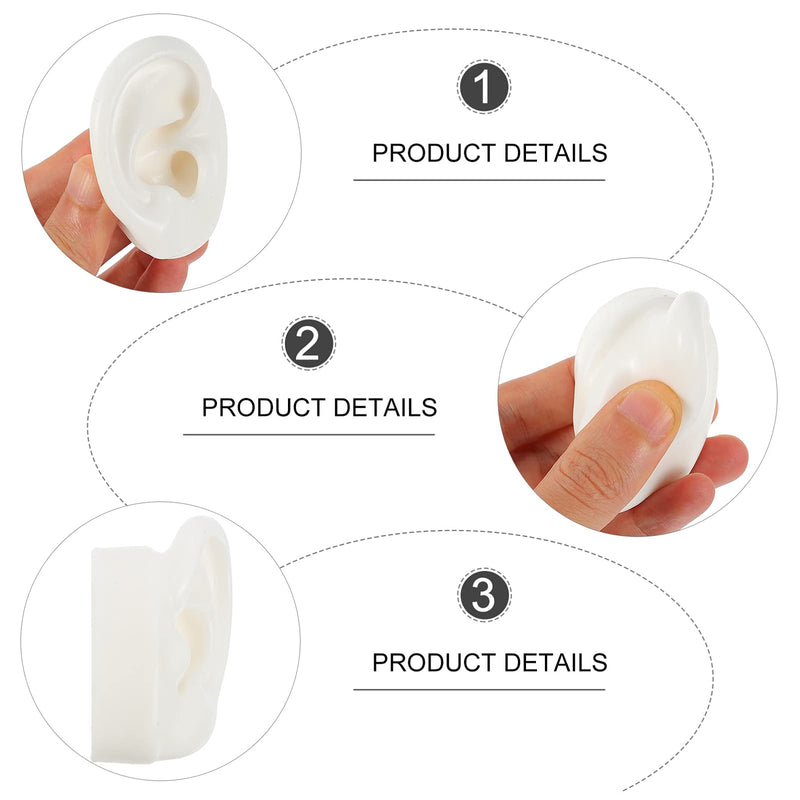 Balacoo 1 Pair Simulation Silicone Ear Model Earring Display Props Reusable Silicone Ear Model For Teaching Ear Picking Practice Hearing Aid Wearing 6. 00X5. 00X4. 00Cm White - NewNest Australia