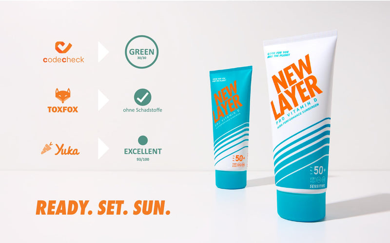 NEW LAYER Sunscreen Sensitive | SPF 50+ | Pro Vitamin D | Free from microplastics | Reef friendly | Free from octocrylenes | Waterproof | Climate neutral (200ml) (SPF50+ sensitive) SPF50+ sensitive - NewNest Australia