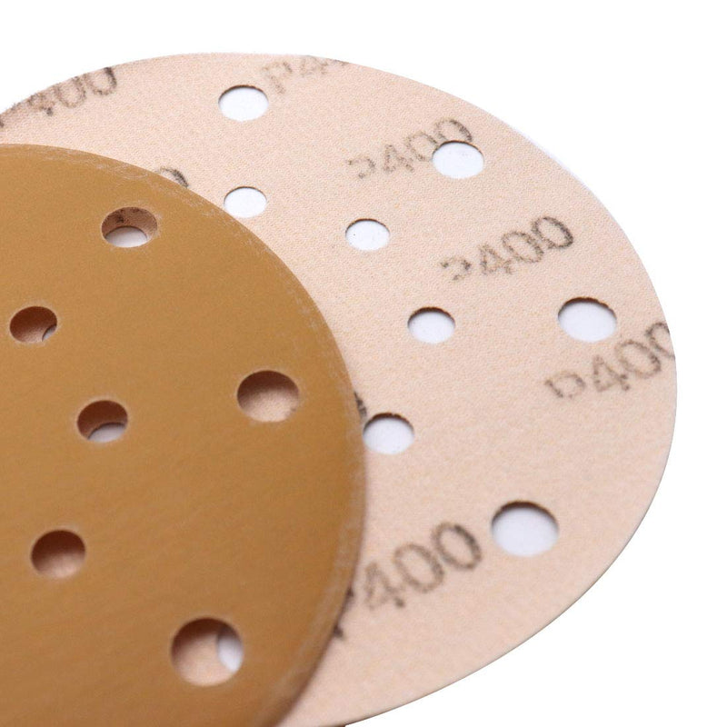 Sydien 50Pcs 6 Inch 17 Holes Sanding Discs 400Grit Dustless Hook and Loop Sandpaper for Random Orbital Sander 400 Grit - NewNest Australia