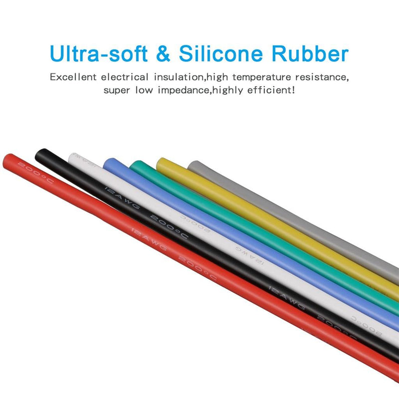 BNTECHGO 12 Gauge Silicone Wire Kit 7 Color Each 3 ft Flexible 12 AWG Stranded Tinned Copper Wire 12 silicone wire each color 3 ft silicone wire 7 colors - NewNest Australia