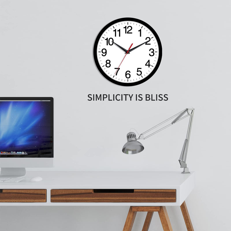Rohioue Wall Clock, Modern 10 Inch Battery Operated Wall Clocks, Silent Non Ticking Small Analog Clock, for Bedroom, Kitchen, Bathroom, Office, Home, Living Room (Black) - NewNest Australia