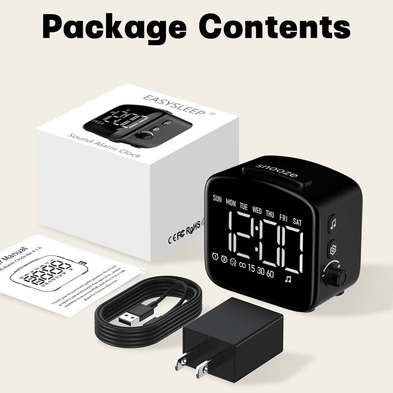 Easysleep Digital Dual Alarm Clock 3 Alarms Bedroom Bedside Desk Shelf Heavy Sleepers Adults Teenagers Kids Snooze Easy to Set 4 Brightness Options Adjustable Alarm Volume 27 Smoothing Sounds 12/24Hr - NewNest Australia