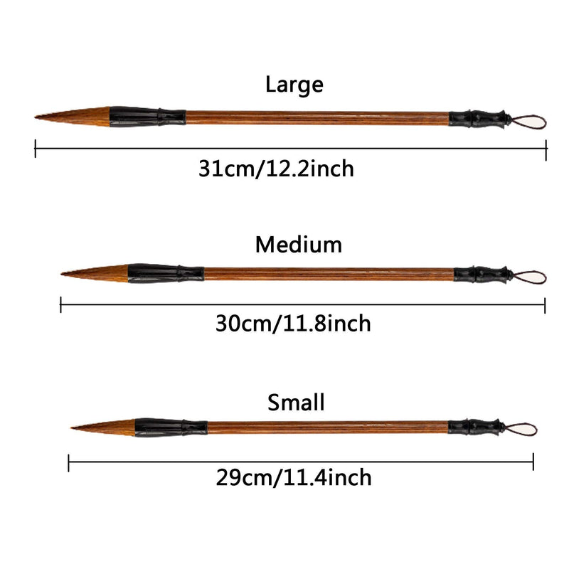Chinese Calligraphy Brush, Writing Drawing Watercolor Ink Brushes Hubi Painting Kanji Japanese Sumi Wolf Bamboo Brushes Set for Professional Beginner (Green) Green - NewNest Australia