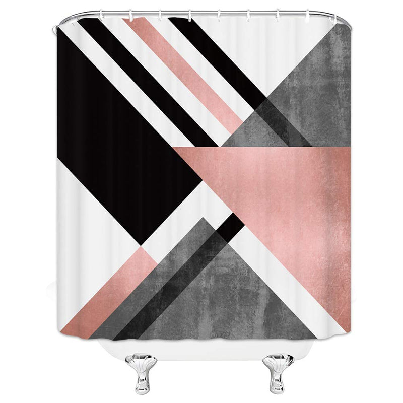 AMFD Geometric Shower Curtain Abstract Triangle Striped Pattern Fashion Pink White Gray Black Bathroom Curtains Decor Polyester Fabric Waterproof 70 X 70 Inches Include Hooks Al-2474 70" X 70" - NewNest Australia