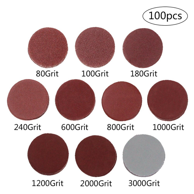 Coceca 2 Inches 100pcs Sanding Discs Pad Kit for Drill Grinder Rotary Tools with Backer Plate a Quarter Inch Shank Includes 80-3000 Grit Sandpapers - NewNest Australia