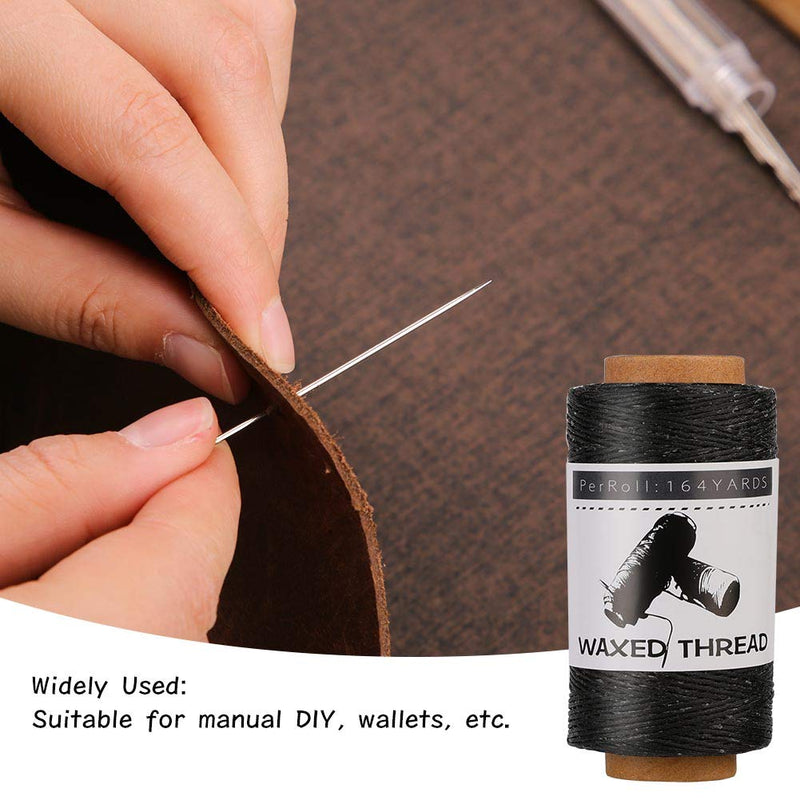 Jupean Waxed Thread, 150m /164Yards Black Leather Waxed Thread, Leather Sewing Thread, Hand Stitching Thread for Hand Sewing Leather, Bookbinding, and Beginners Leather Craft DIY - NewNest Australia
