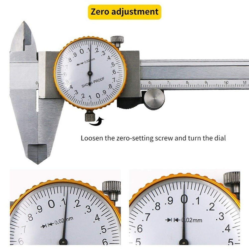 LYFJXX Dial Calipers 0-15cm(0-6") Range with 0.02mm (0.001" )High Precision Industry Stainless Steel Vernier Caliper Shockproof Metric Measuring Tool - NewNest Australia
