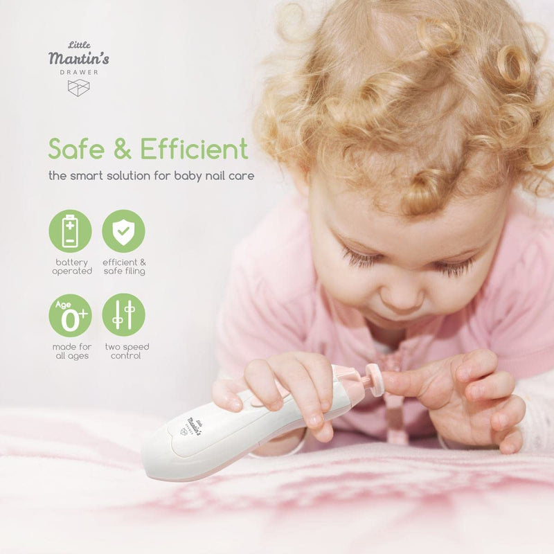 Little Martin’s Drawer Baby Nail Trimmer File with Light - Safe Electric Nail Clippers Kit for Newborn Infant Toddler Kids Toes and Fingernails - Care, Polish and Trim - Battery Operated (AA) Pink - NewNest Australia