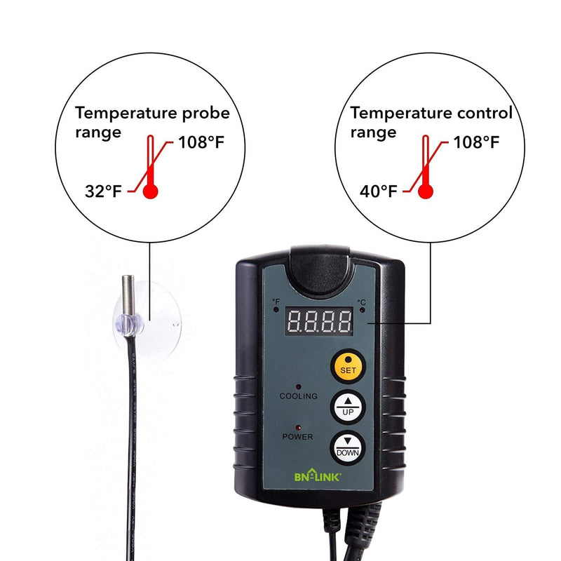 BN-LINK Digital Cooling Thermostat Controller for Cooling Device Circulation Box Fans 40-108F 8.3A 1000W - NewNest Australia