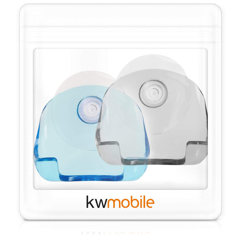 kwmobile 2x suction cup holder for razors - for glass and tiles - wet razor suction cup holder set - wall hooks in black, light blue, transparent - NewNest Australia