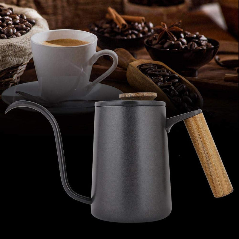 Fdit 600 ml Fashion Stainless Steel Handle Drip Coffee Pot Long Gooseneck Spout Kettle Reusable Packaging Socialme-EU (Black) Black - NewNest Australia