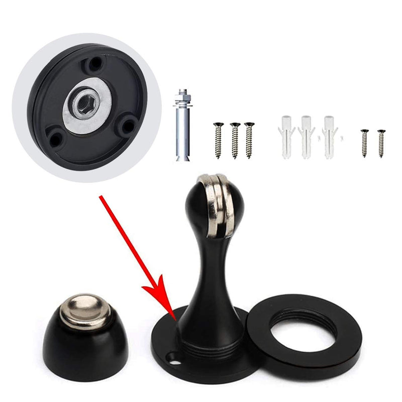 Magnetic Door Stops, Door Stopper Stainless Steel Magnetic Doorstop Brushed Satin Nickel, Black Wall Floor Mounted Door Holder Door Catch for Bedroom Bathroom Kitchen Home Office 1 Pack - NewNest Australia