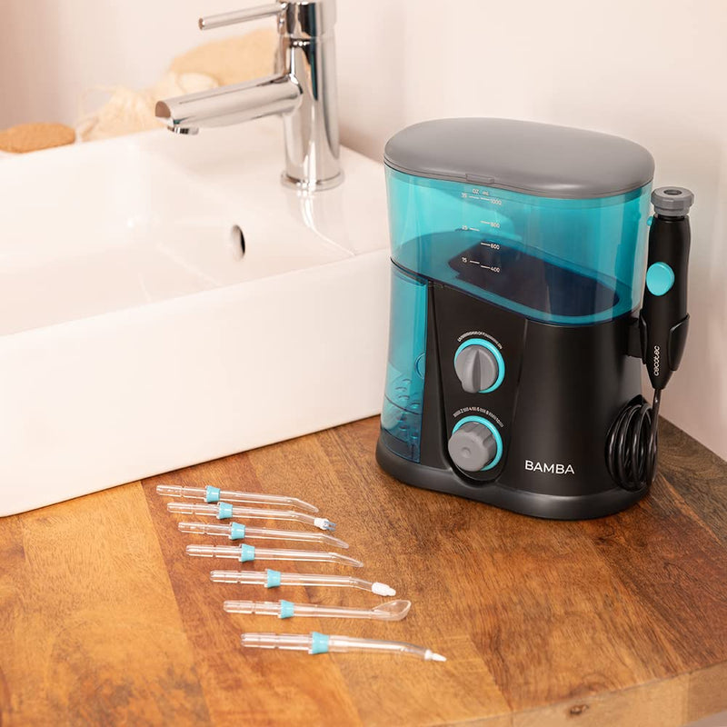 Cecotec Irrigador Bucal Bamba ToothCare 1200 Jet Pro. 7 Boquillas, Hasta 1250-1700 pulses per minute, Pantalla LED, Capacidad 1000 ml, 10 Ajustes de pressure, IPX4, Disinfection with light UV 1000 ml | Sobremesa - NewNest Australia