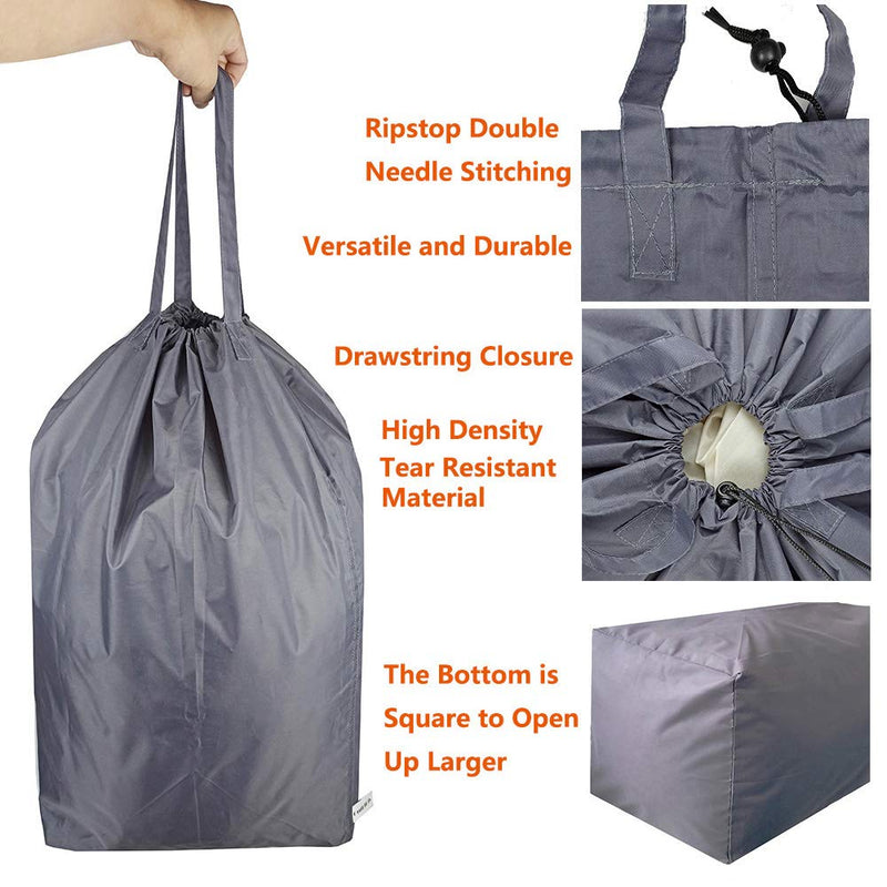 NewNest Australia - UniLiGis Washable Travel Laundry Bag with Handles and Drawstring (2 Pack), Heavy Duty Large Enough to Hold 3 Loads of Laundry, Fit a Laundry Basket or Clothes Hamper, 27.5x34.5 in,Grey Grey 2 pack 