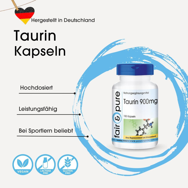 Fair & Pure® - Taurine 900mg - high dose - vegan - 150 taurine capsules - NewNest Australia