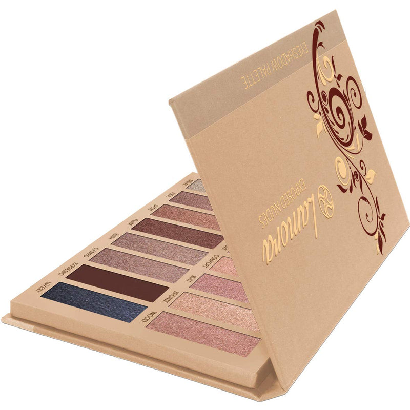 Best Pro Eyeshadow Palette Makeup - Matte + Shimmer 16 Colors - Highly Pigmented - Professional Nudes Warm Natural Bronze Neutral Smoky Cosmetic Eye Shadows - Lamora Exposed Nude Exposed - NewNest Australia