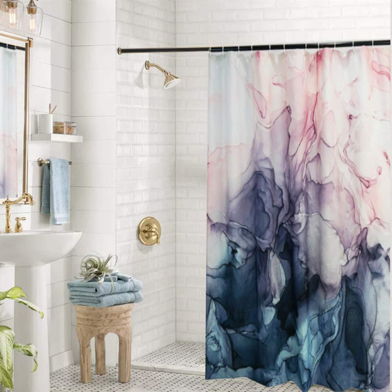 YoKii Abstract Fabric Shower Curtain, 72-Inch Pastel Blush and Blue Ombre Ink Art Painting Kids Bathroom Shower Curtain Sets, Heavy Weighted Bath Curtains Bathroom Art Decor (72 x 72, Blush) 72 x 72 - NewNest Australia