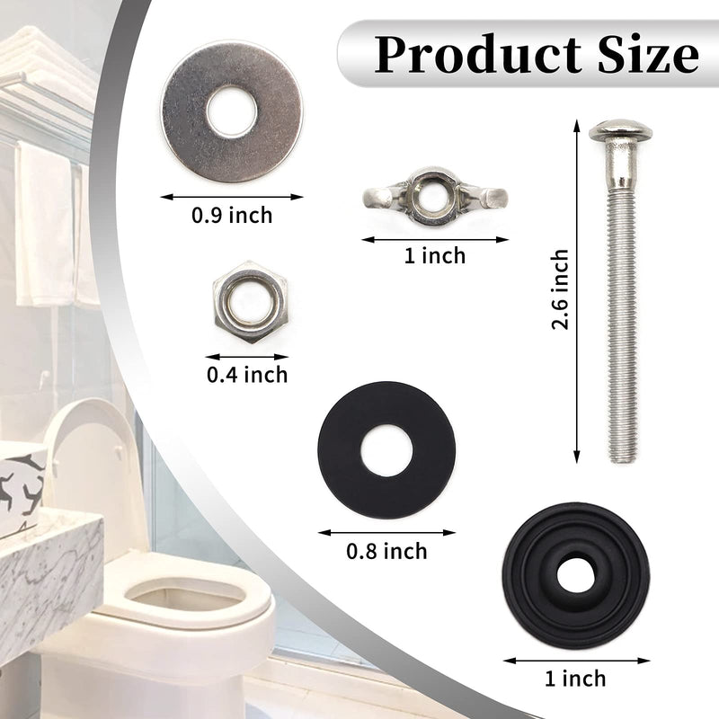 2PCS Universal Toilet Tank to Bowl Bolts Kit, Heavy Duty Toilet Bolts, Waterproof Stainless and Rubber Washers Gaskets with Extra Long Nut Screw for Fastening (Silver) 2PCS - NewNest Australia