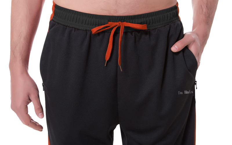 Men's Sweatpants Casual Drawstring Track Pants with Zipper Pockets Lightweight Open Bottom for Jogging Running Training K-black Orange XX-Large - NewNest Australia