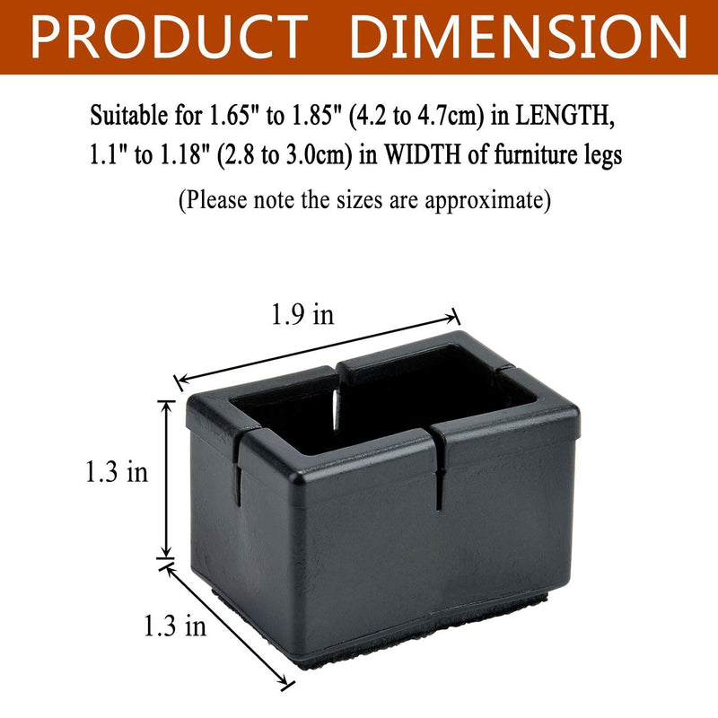 Chair Leg Caps, WarmHut 16pcs Black Silicone Table Furniture Leg Feet Tips Covers Wood Floor Protectors, Felt Pads, Prevent Scratches, (Rectangle)(Black) Rectangle - NewNest Australia
