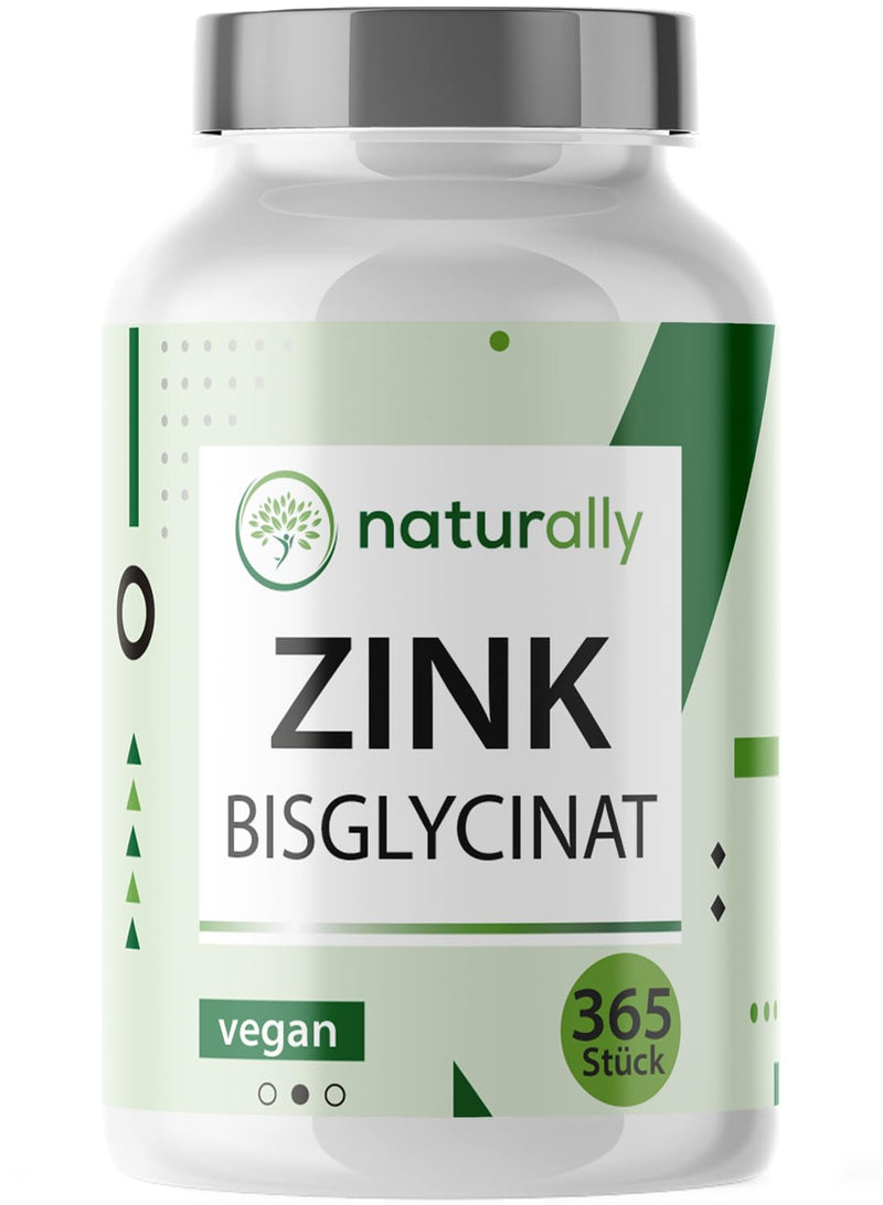 naturally zinc bisglycinate 25mg (vegan) 365 zinc tablets annual supply - natural zinc in high doses, zinc without additives, made in Germany - NewNest Australia