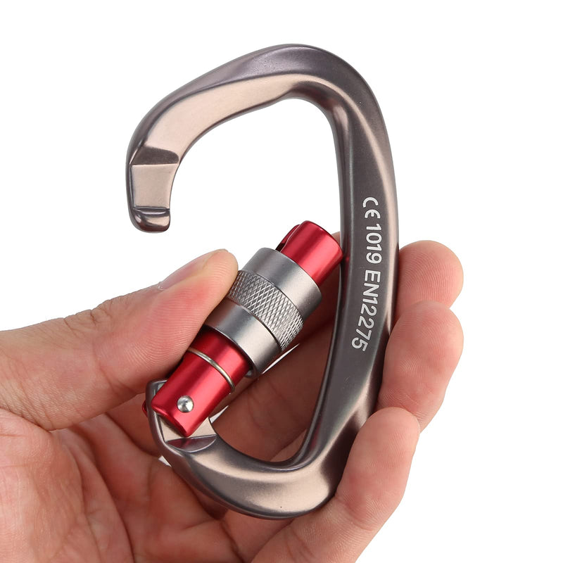 XINDA Screwgate Locking Carabiner Clip - Professional Rock Climbing Carabiner Screw Lock,Heavy Duty Carabiners for Climbing,Mountaineer,Hammock,Camping,Outdoor Equipment 2 pcs Gray - NewNest Australia