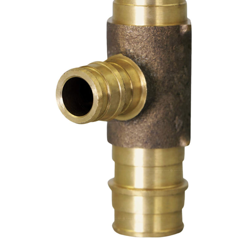 Midline Valve S1228 Monoflow Tee Pipe Fitting for Hydronic Heating Applications 3/4 in. x 1/2 in. Pex Connections Brass - NewNest Australia