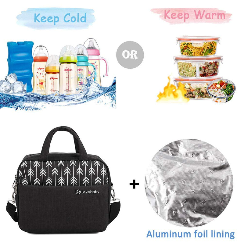 Lekebaby Breast Milk Cooler Bag with Contoured Ice Pack Fits 6 Baby Bottles Tote Bag for Daycare Travel Nursing Mothers Storage, Black - NewNest Australia