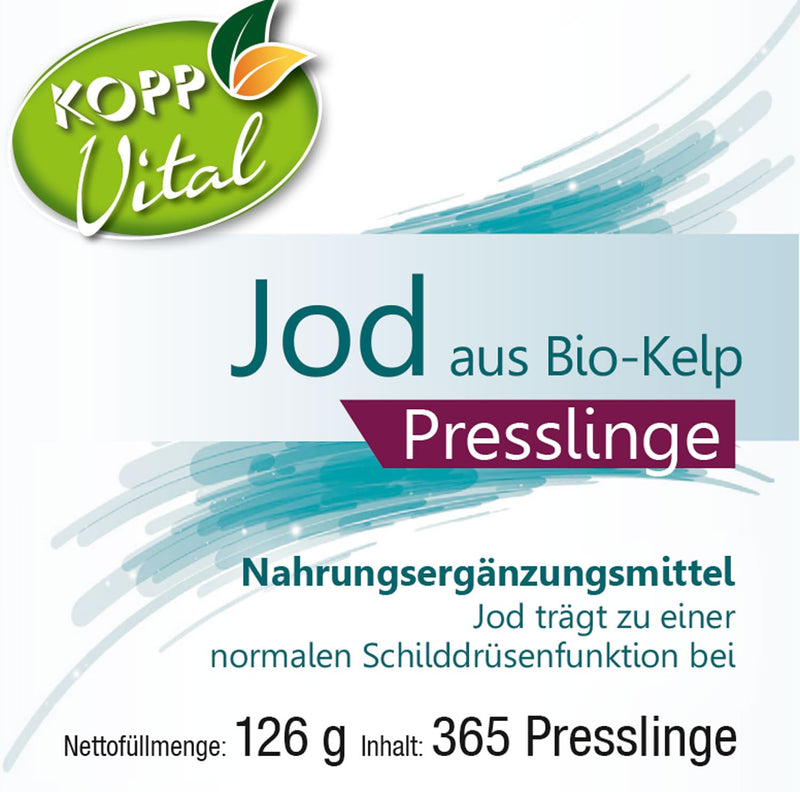 KOPP Vital® iodine from organic kelp pellets | 126g | 1 x 365 pellets | Organic brown algae | Premium Quality | Certified organic | Pharmacy quality - NewNest Australia