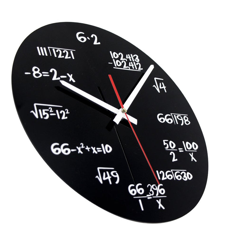 NewNest Australia - AKAHA Math Clock 12-Inch - Unique Art Design - Mathematical Equations Wall Clock for Classroom, Home, Office. 