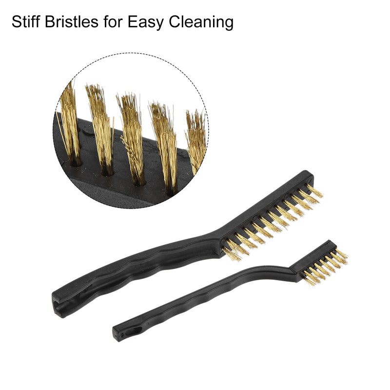 MECCANIXITY Brass Wire Brush Set Scratch Brushes Curved Handle for Cleaning Metal, Small Parts, Paint, Rust, 3D Print Nozzle, 9 Pack - NewNest Australia