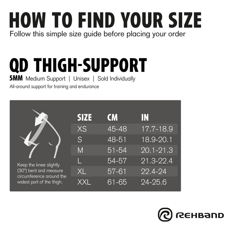 Rehband Thigh Support With Velcro Fastening Xs-Xxl, Thigh Support 5 Mm Neoprene, 1 X Bandage Thigh Muscle Fiber Tear & Strain, Thigh Compression, Colour: Black, Size: M - NewNest Australia