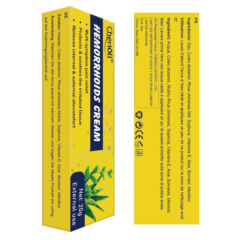 Hemorrhoid Cream, Hemorrhoids Ointment, Cream Maximum Strength Relief, Natural for Healing, for Hemorrhoids Fissures Bleeding, Natural Fast Pain Relief Cream 20g 20 g (Pack of 2) - NewNest Australia