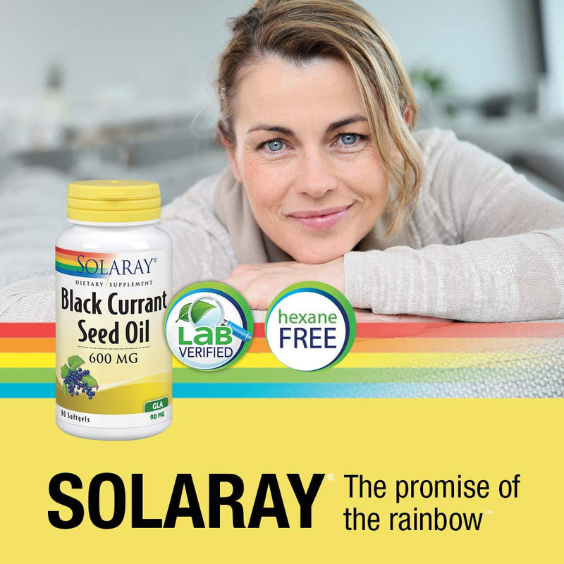 Solaray Black Currant Seed Oil 600 mg | Gamma Linolenic Acid (GLA) | Healthy Skin, Hair, Joints, Vascular & Immune Function Support | 90 Softgels - NewNest Australia