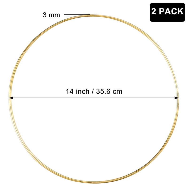 2 Pack 14 Inch Large Metal Floral Hoop Wreath Macrame Gold Hoop Rings for Making Wedding Wreath Decor and DIY Dream Catcher Wall Hanging Crafts - NewNest Australia