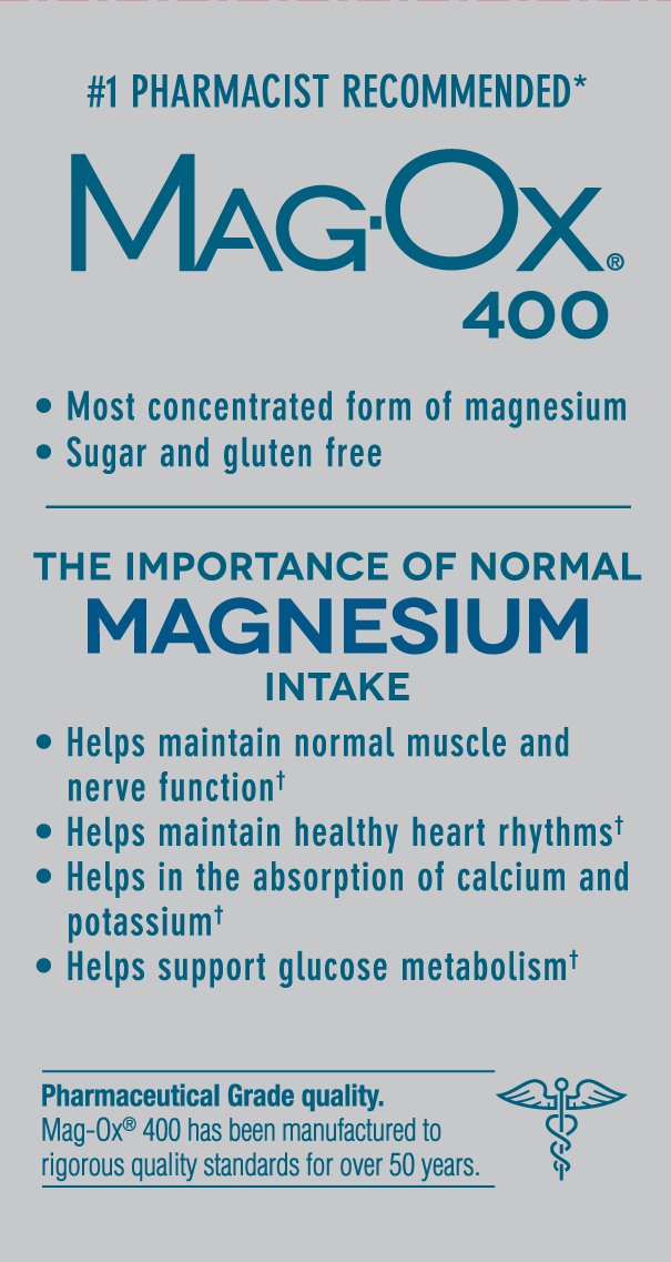 Mag-Ox 400 Magnesium Mineral Dietary Supplement Tablets, 483 mg Magnesium Oxide, 60 Count 60 Count (Pack of 1) - NewNest Australia