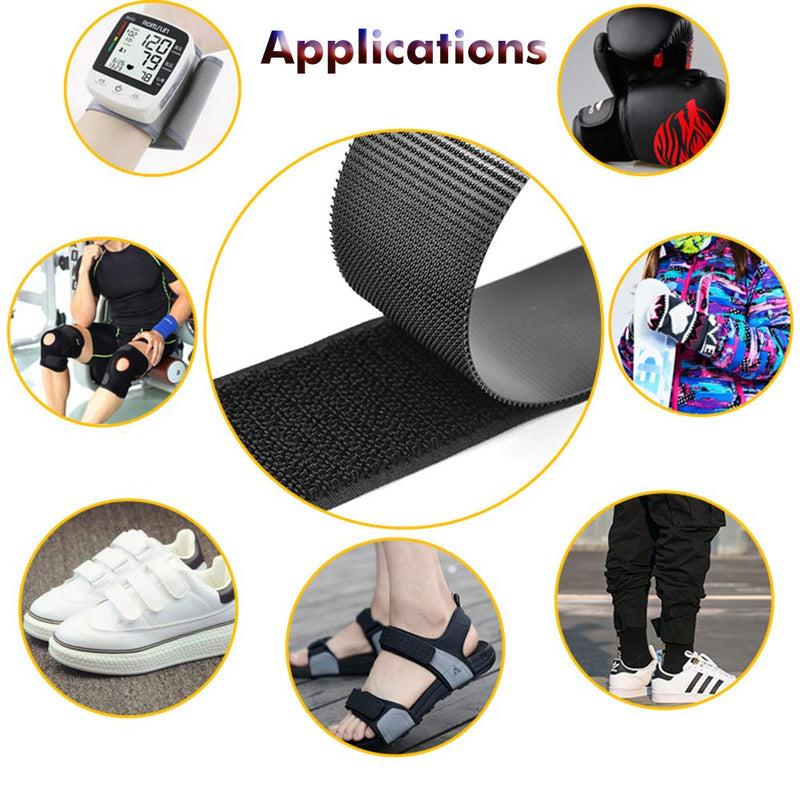 LLPT Sew On Hook and Loop Tape Extra Industrial Strength Nylon Fabric 1 Inch x 33 Feet Each Roll No Adhesive Hook Loop Strip for Sewing on DIY Cloth Shoe Curtain Bag Sport Gears Color Black (NHTB33) 1" x 33 Ft - NewNest Australia