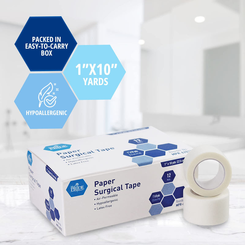 Medpride Paper Surgical Tape, Pack of 12, Size - 1" x 10 Yards - NewNest Australia