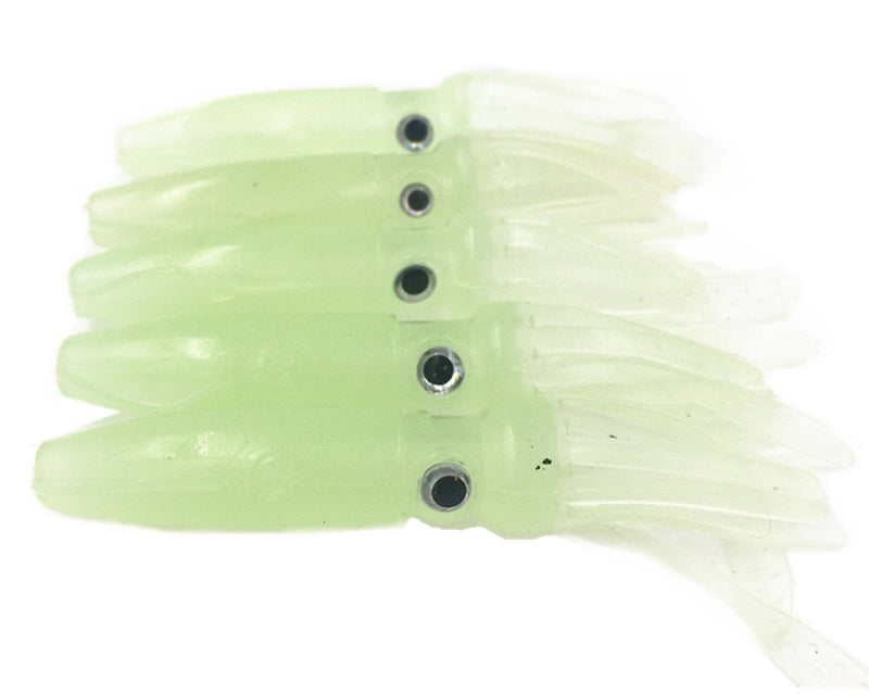 Soft Luminous Octopus Trolling Saltwater Bait Squid Skirt Fishing Lures Glow in Dark,4.13inch Green(5pcs) - NewNest Australia