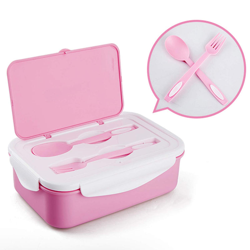 NewNest Australia - UPTRUST Bento Lunch container For Kids, Bento adult box With 3 Compartment. Leak-proof, Microwave safe, Dishwasher Safe, Freezer Safe,Meal Fruit Snack Packing Box(Spoon&Fork included,Pink-White) Pink-White 