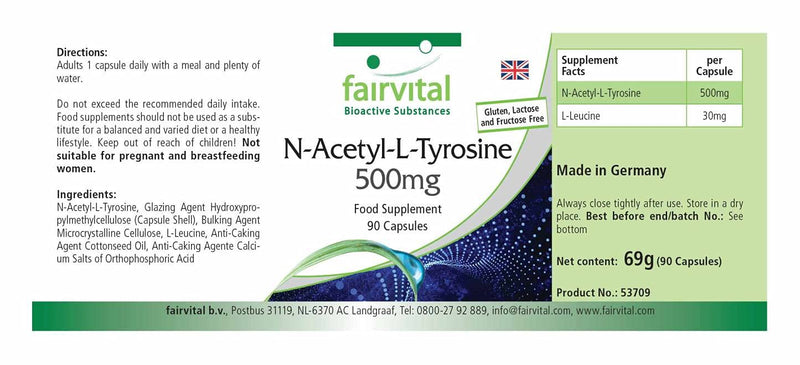 Fairvital | N-Acetyl-L-Tyrosine - 90 capsules NALT for 3 months - high-dose, further developed form of L-Tyrosine - NewNest Australia