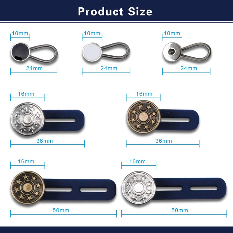 12 Pack Expander Button, 6 Pcs Pants Waist Silicone Extender Button for Men and Women, 6 Pcs Metal Collar Extenders/Neck Extender/Wonder Button for Men Dress Shirts, Simple Use, No Sewing. - NewNest Australia